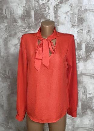 Червона шифонова блузка,блуза з бантом(014)2 фото