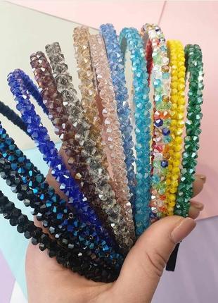 Вечерний обруч, оьодок с камушками,ободок с хрусталем