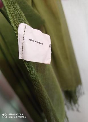 Ро1. хлопковый зелёный  шарф  хлопок бавовна бавовняний2 фото