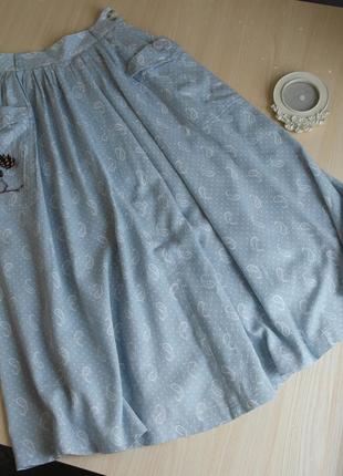 Юбка голубая миди с карманами хлопок xs2 фото