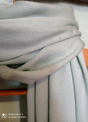 Вискозный салатовый палантин большой шарф мятный вискоза віскоза віскозний3 фото