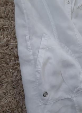 Удлиненная льняная   белая блуза/туника с карманами, street one,  p  14-167 фото
