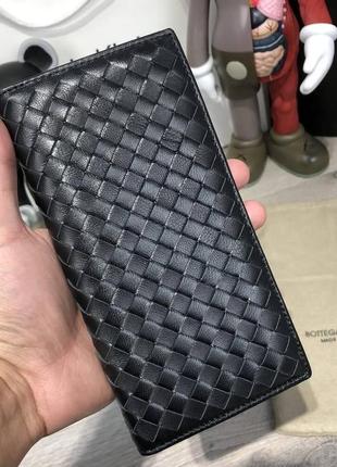 Бумажник bottega veneta continental intrecciato in nero женский / мужской