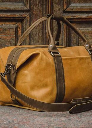 Кожаная дорожная мужская сумка. спортивная кожаная сумка2 фото