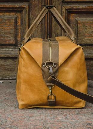 Кожаная дорожная мужская сумка. спортивная кожаная сумка3 фото