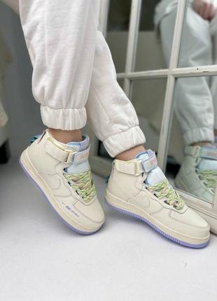 Женские кроссовки nike air force 1 high cream white/purple