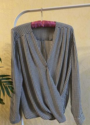 Блуза на запах в дрібний горох zara mango h&m