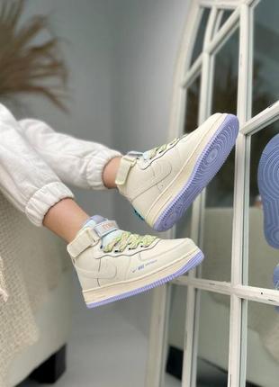 Nike air force 1 high cream white/purple🆕шикарные кроссовки найк🆕купить наложенный платёж