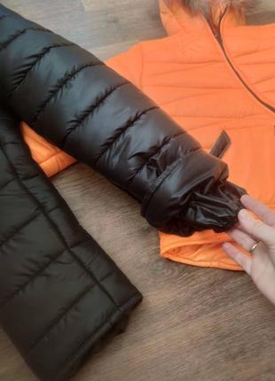 Дитячий зимовий комбінезон оранжовий счерними штанами4 фото