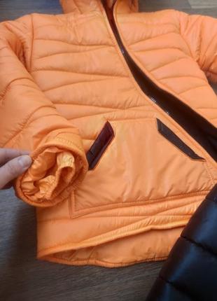Дитячий зимовий комбінезон оранжовий счерними штанами3 фото