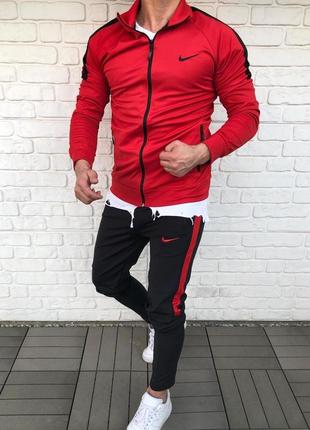 Чоловічий спортивний костюм nike червоний (микрофлис)