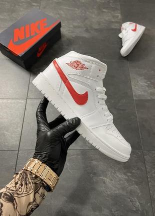 Nike air jordan 1 white red (белый) 36-37-38-39-40-41-42-43-44