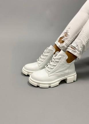 Ботинки боты ботиночки белые на высокой подошве натуральная кожа3 фото
