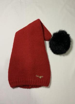 Детская шапка с натуральным меховым бубоном 🥰