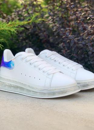 A. mcqueen oversized air crystal sole white laser multicolor