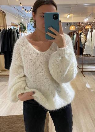 Светр оверсайз з вспушенной шерсти альпака10 фото