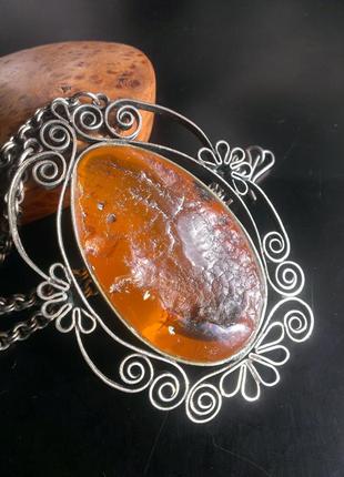 Потрясающее винтажное ожерелье с натуральным балтийским янтарем, 60е8 фото