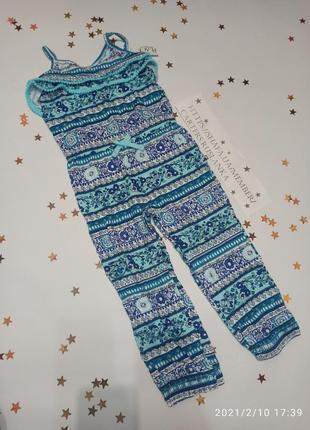 Хлопковый ромпер летный комбинезон для девочки орнамент