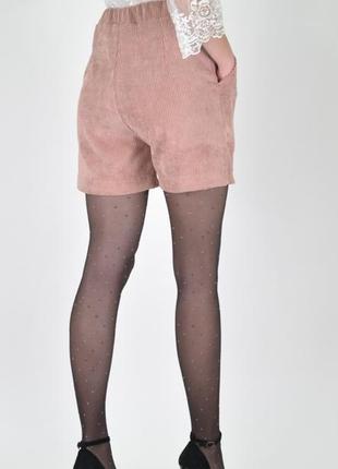 Модні молодіжні шортики з вельвету колір пудра2 фото