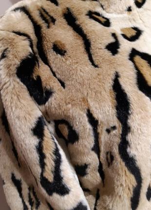 Пальто с капюшоном на молнии из искусственного меха гепарда!  calvin klein !9 фото