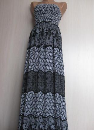 Нарядный приталенный сарафан длинный e-vic англия 10uk/38eurо км0874 серый с кружевными принтом