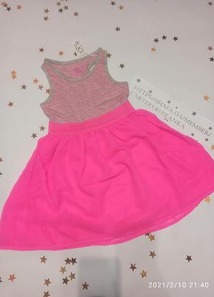 Платье для девочки неоновое фатиновое летнее майкой