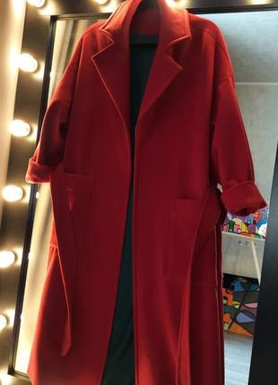 Кашемировое красное пальто3 фото
