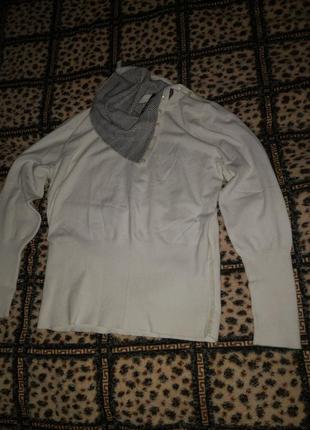 Белая кофта, свитер, пуловер трансформер от фирмы betty barclay collection3 фото