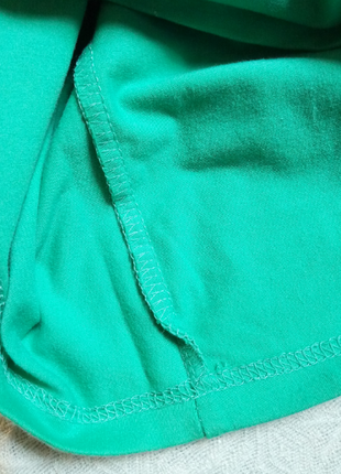 Бірюзове коротке плаття з оригінальними рукавами6 фото