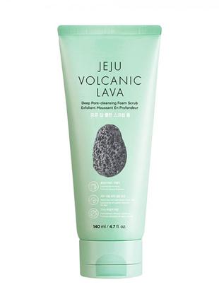 Пенка-скраб для лица the face shop jeju volcanic lava deep pore cleansing foam scrub1 фото