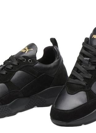 Кроссовки мужские кожаные puma x-ray black leather & suede1 фото