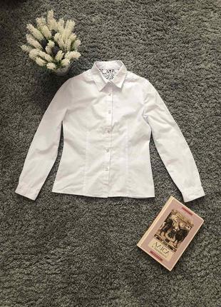 Блуза нарядна блузка біла в школу на дівчинку ріст 134-140