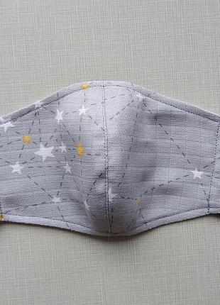Женская мужская  серая маска с муслина