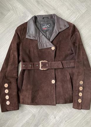 Куртка пиджак замш натуральная кожа коричневая1 фото