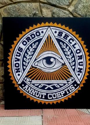 Картина стринг арт всевидящее око, масонские символы, картина подарок