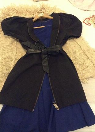 Черное платье-плащ пыльник, молния/змейка, фонарик, love label в стиле lanvin, dice kayek