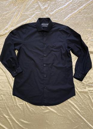 Черная классическая рубашка primark  regular fit размер s-м  прямой крой