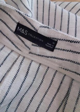 Шикарные широкие льняные шорты бермуды в мелкую полоску  от бренда marks&spencer5 фото