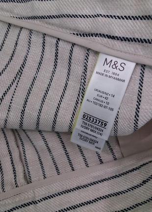 Шикарные широкие льняные шорты бермуды в мелкую полоску  от бренда marks&spencer6 фото