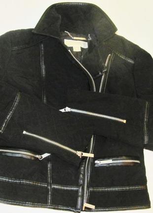 Куртка "мото" michael kors, косуха ,стеганая ,с кожаной отделкой размер l8 фото