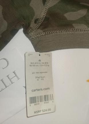 Камуфляжная туника футболка для девочки хаки защитный цвет картерс carters3 фото