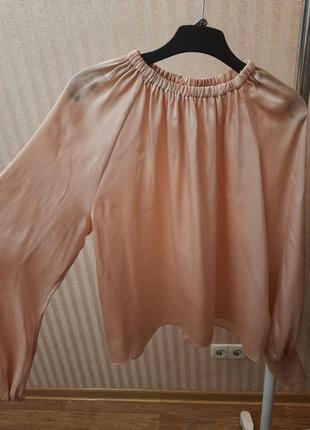 Блуза романтичная романтика нежная блузка жемчужного буфы цвета розовая3 фото