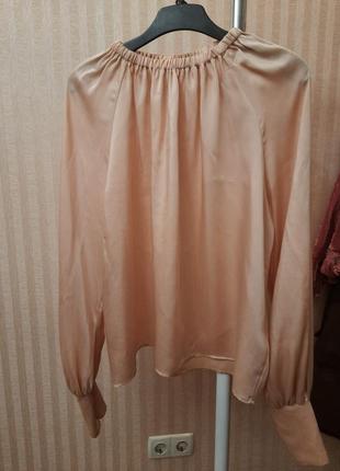 Блуза романтичная романтика нежная блузка жемчужного буфы цвета розовая2 фото