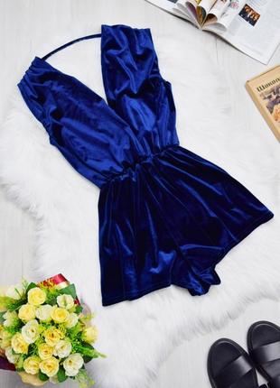 Комбінезон ромпер велюровий оксамитовий синій
