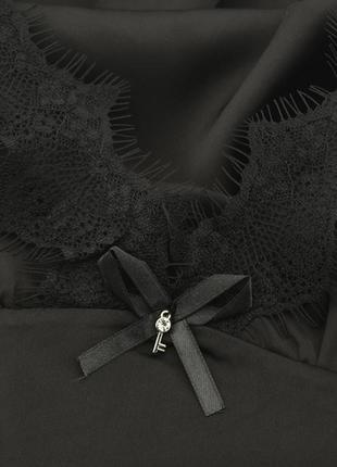 Пеньюар женский из шелка армани с французским кружевом шантильи6 фото