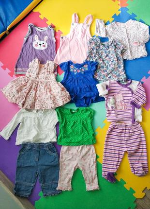 Пакет вещей на девочку, одежда на ребенка 3 - 6 месяцев (12 шт)