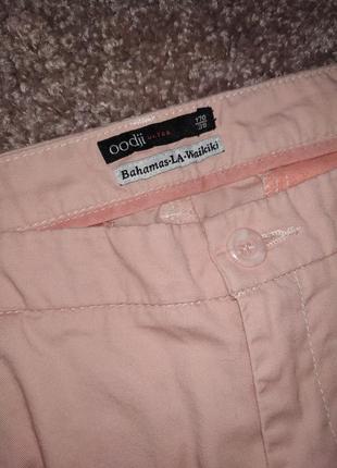 Укороченные брюки персиковые хлопковые штаны4 фото