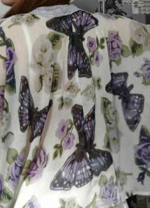 Дивовижна блуза накидка разлетайка шифон метелики