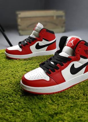 Мужские кроссовки nike air jordan 1 retro, красные с белым