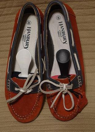 Яркие сине-красные кожаные топсайдеры hanbury unisex shoes 40 р.